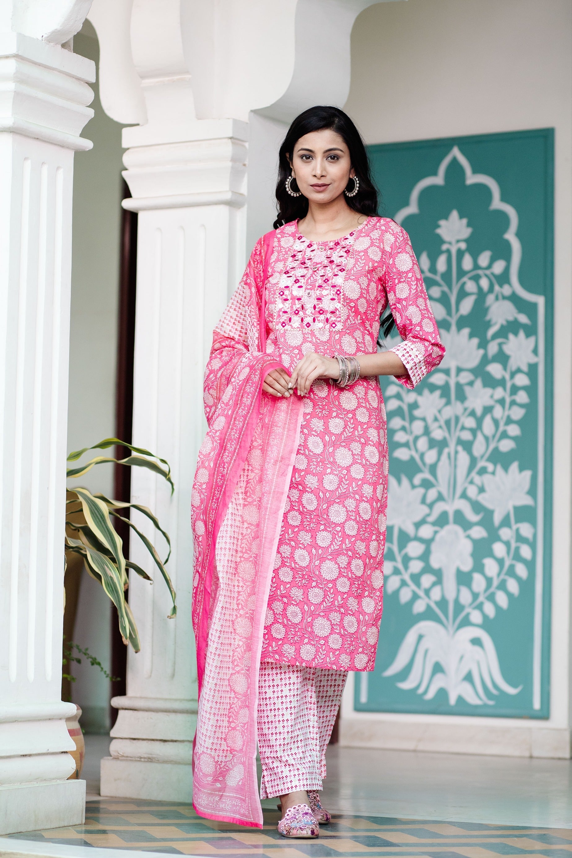 Ladies Neon Pink Kurti Palazzo Set at best price in Bareilly by Hind  Traders | ID: 2851546666662